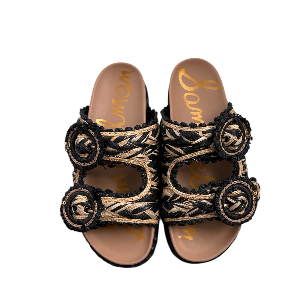 Sam Edelman Black and Tan Braided Slide Sandals